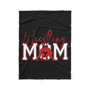 Women Wrestling Mom Funny Wrestle Wrestler Mothers Fleece Blanket