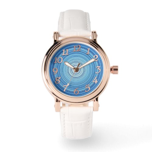 Women wristwatch blue dial plate English numbers