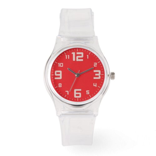 Women wristwatch red dial plate English numbers