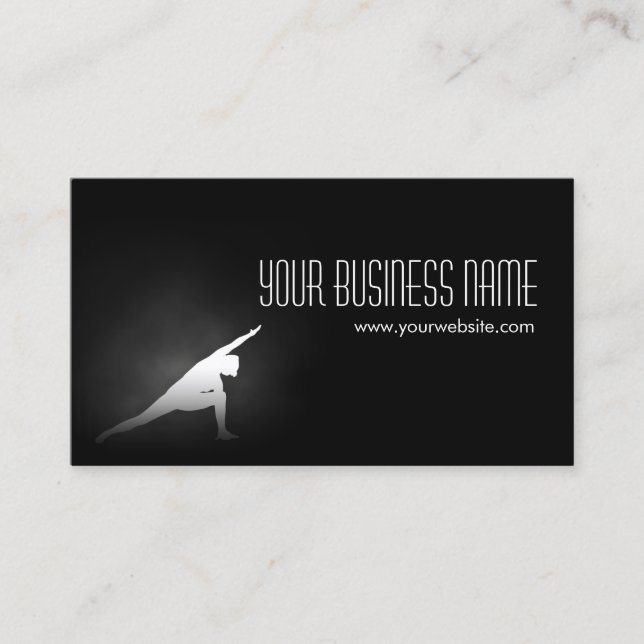 Women Yoga Pose Fitness Dark Business Card (Front)