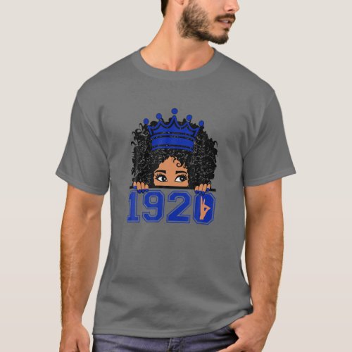 Women Zeta_1920 Afro Hair Crown Phi_Beta Hand Sign T_Shirt