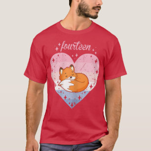 Womens 14 Year Old Cute Fox Birthday Girl 14th B-d T-Shirt