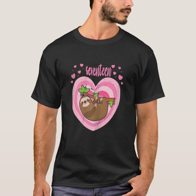 Womens 17 Year Old Cute Sloth Birthday Girl 17th B T-Shirt (Front)