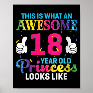 Womens 18 Years Old Girl Birthday Quote 18th B-Day Poster