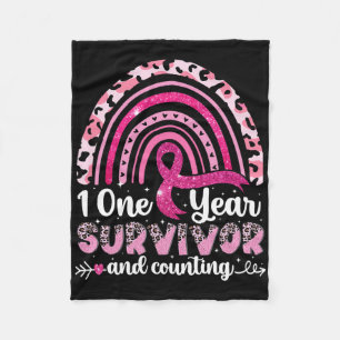 Womens 1 Year Breast Cancer Survivor Awareness Pin Fleece Blanket