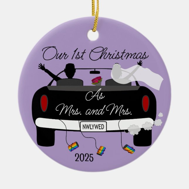 Women's 1st Christmas Newlyweds Ceramic Ornament (Front)