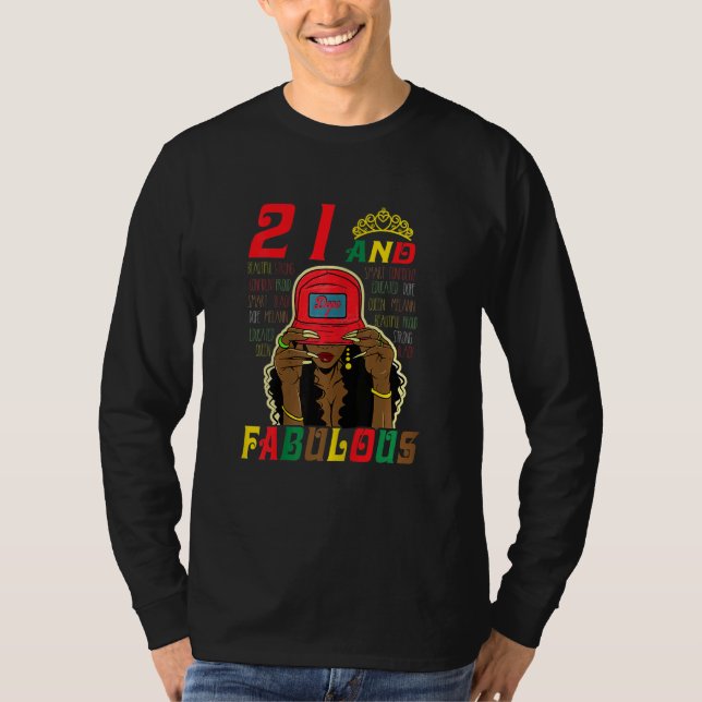 Womens 21 And Fabulous Black Girl 21st Birthday Af T-Shirt (Front)