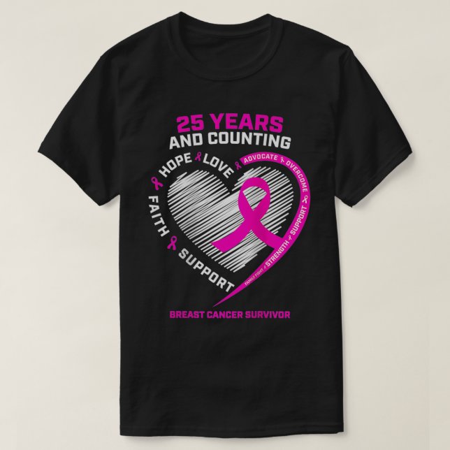 Womens 25 Year Survivor Gifts Grandma Mom Breast C T-Shirt (Design Front)