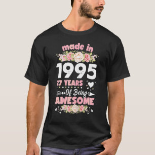 Womens 27 Years Old  27th Birthday Born In 1995 Wo T-Shirt