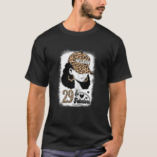 Womens 29 Years Old Fabulous Messy Bun Afro Leopar T-Shirt