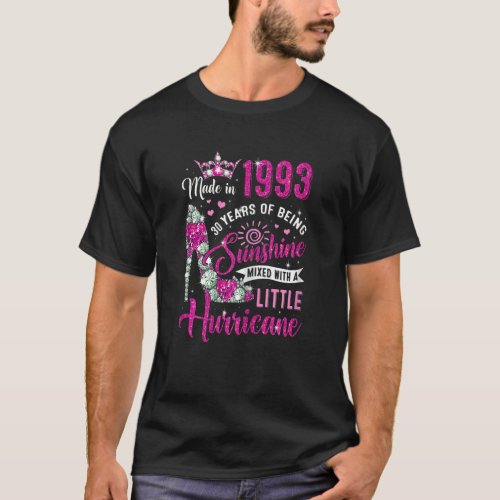 Womens 30 Year Old Made In 1993 Birthday Queen Dia T_Shirt