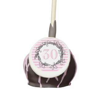 Women's 30th Birthday Pink White Black Swirly Cake Pops