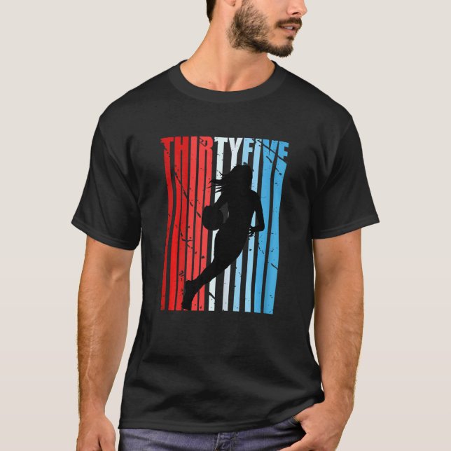 Womens 35th Basketball Birthday Womens Retro Vinta T-Shirt (Front)