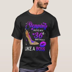 Womens 36Th Birthday Gifts Stepping Into 36 Leopar T-Shirt