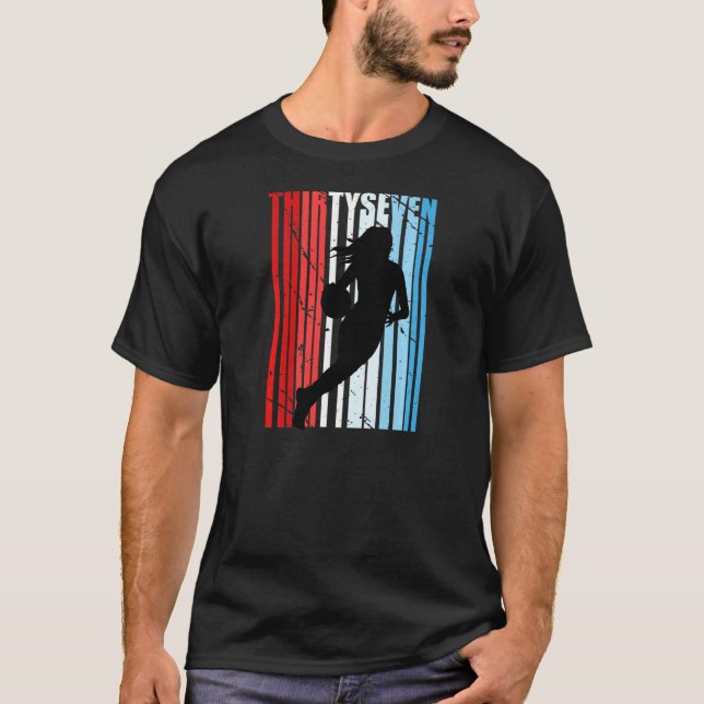 Womens 37th Basketball Birthday Womens Retro Vinta T-Shirt (Front)