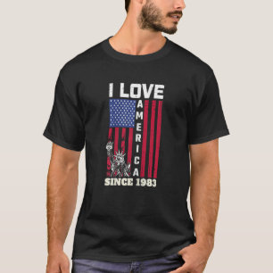 Womens 39tth Birthday I Love America Since 1983 U T-Shirt