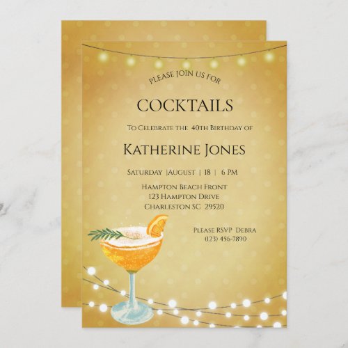 Womens 40th Birthday Cocktail Party  Invitation