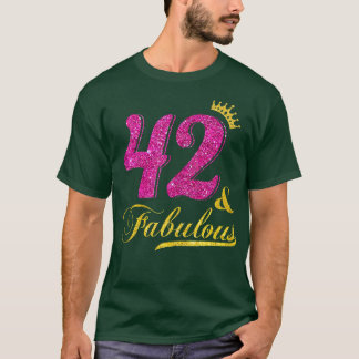 Womens 42 And Fabulous Diamond Crown Happy 42nd Bi T-Shirt