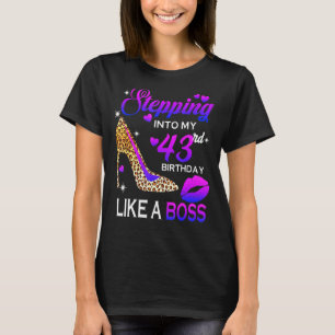 Womens 43th Birthday Stepping Into 43 Leopard Sho T-Shirt