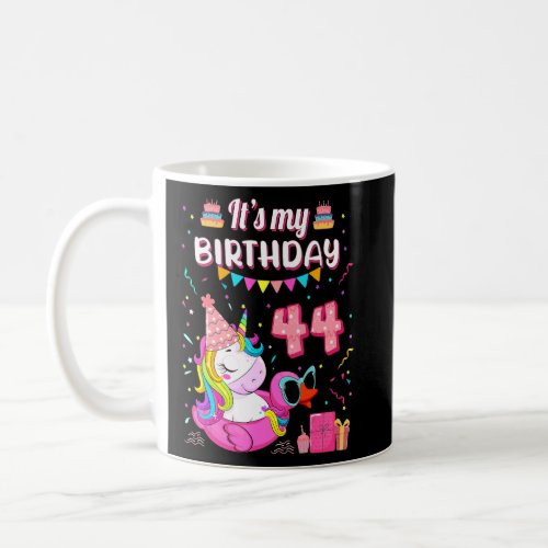 Womens 44th Birthday Unicorn Duck Swimming Pool 44 Coffee Mug