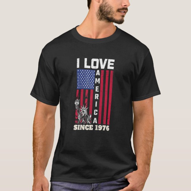 Womens 46tth Birthday I Love America Since 1976  U T-Shirt (Front)