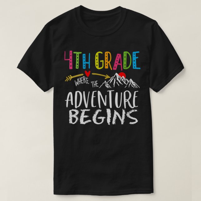 Womens 4th grade Where The Adventure Begins Teache T-Shirt (Design Front)