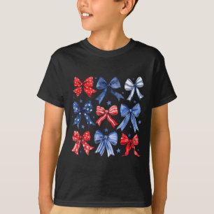 Womens 4th Of July Coquette Bow Ribbon Red White A T-Shirt