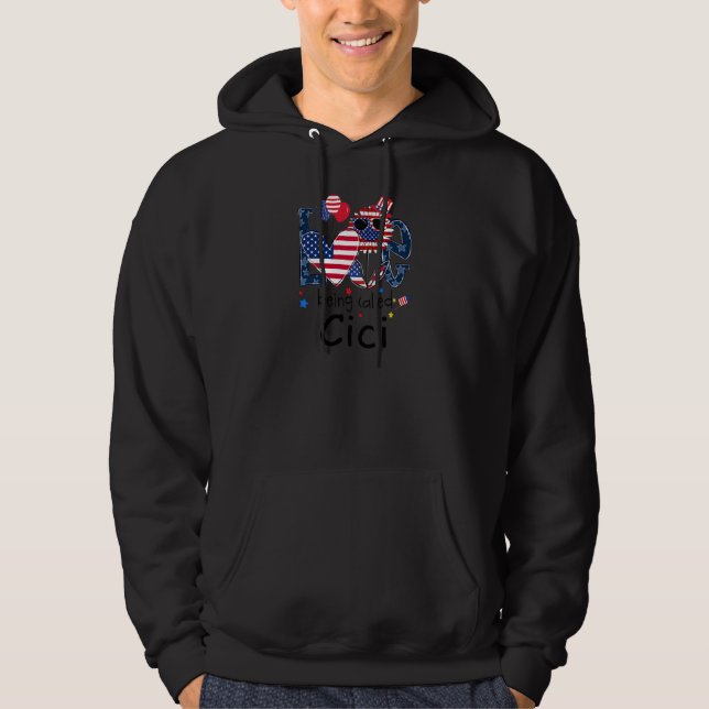 Womens 4th Of July Love Being Called Cici Sunflowe Hoodie (Front)