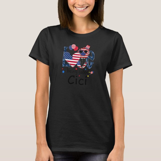Womens 4th Of July Love Being Called Cici Sunflowe T-Shirt (Front)