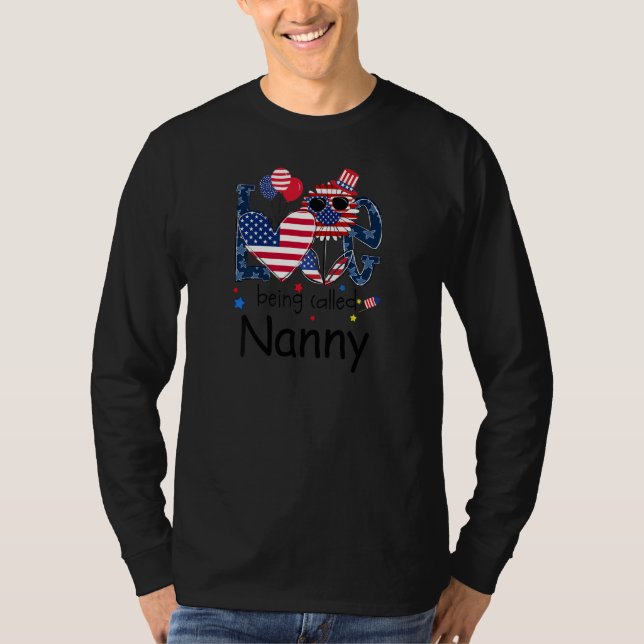 Womens 4th Of July Love Being Called Nanny Sunflow T-Shirt (Front)