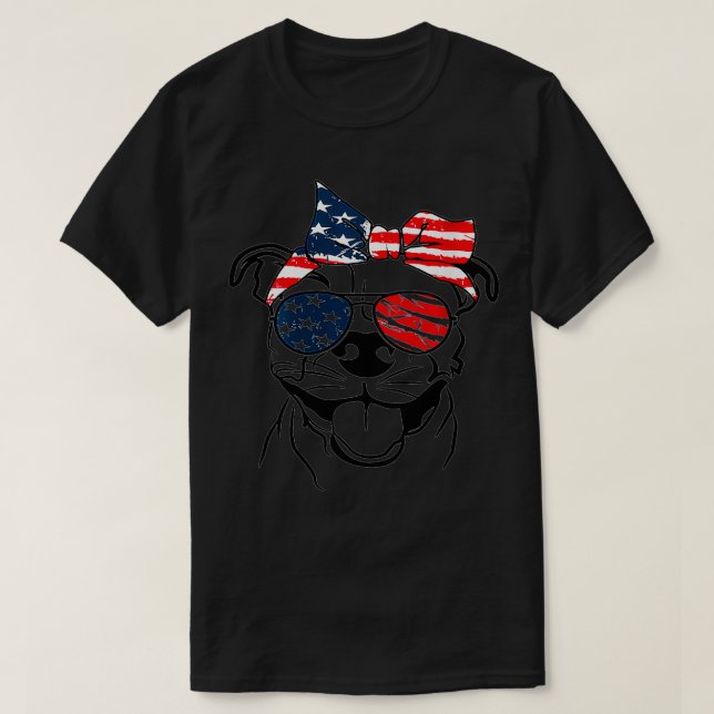 Womens 4th of July Mens Womens Pitbull  Pit Dog Lo T-Shirt (Design Front)