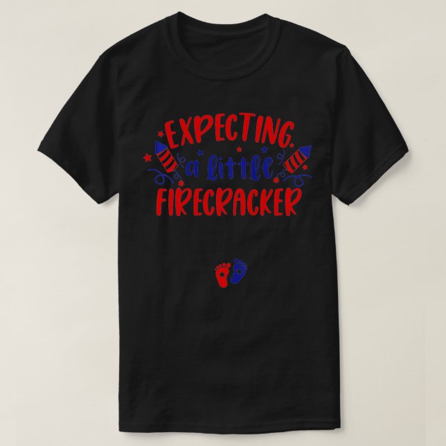 Womens 4th of July Pregnancy Announcement  T-Shirt (Design Front)