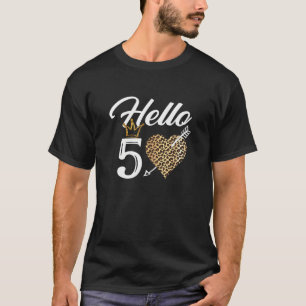 Womens 50Th Birthday Hello 50 Tee With Leopard