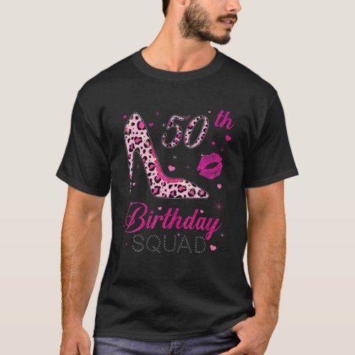 Womens 50Th Birthday Squad Stepping Into 50 Leopar T_Shirt
