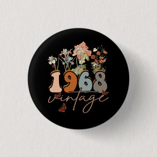 Womens 55 Years Old Vintage 1968 55th Birthday Tee Button