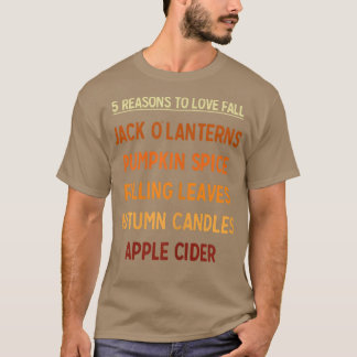 Womens 5 Reasons To Love Fall Autumn Season Hallow T-Shirt