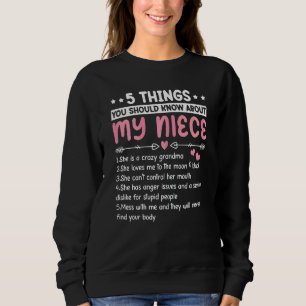 Womens 5 Things About My Niece Best Cousin Ever M Sweatshirt