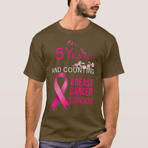 Womens 5 Years Cancer Free Gifts Women Pink Breast T_Shirt