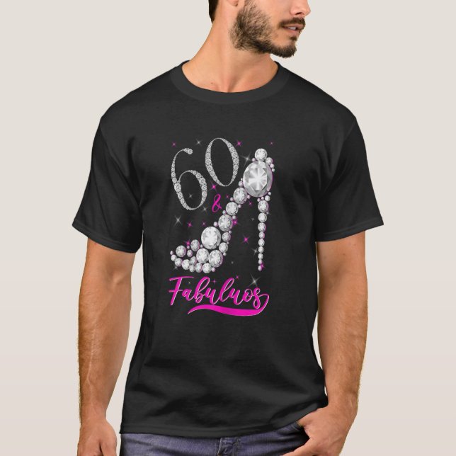 Womens 60 Years Old Fabulous Diamond Crown Shoes 6 T-Shirt (Front)