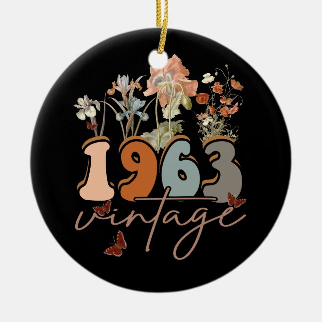 Womens 60 Years Old Vintage 1963 60th Birthday Tee Ceramic Ornament (Front)