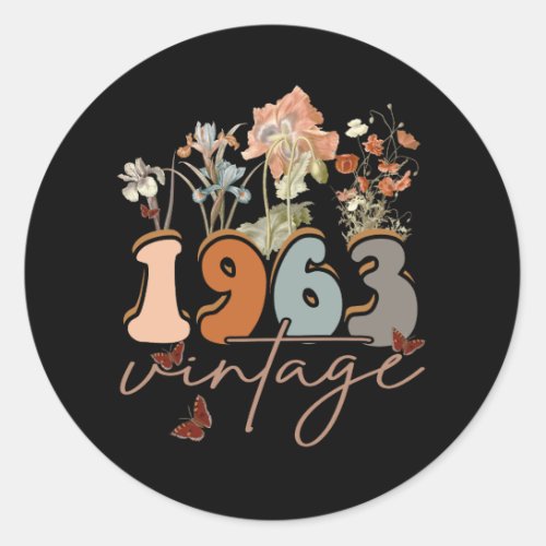 Womens 60 Years Old Vintage 1963 60th Birthday Tee Classic Round Sticker