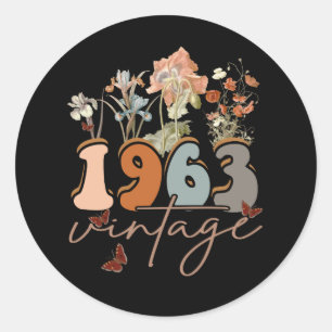 Womens 60 Years Old Vintage 1963 60th Birthday Tee Classic Round Sticker