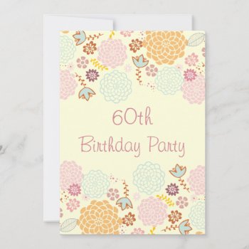 Womens' 60th Birthday Fancy Modern Floral Invitation by JK_Graphics at Zazzle