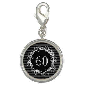 Women's 60th Birthday White Black Grey Swirly Charm