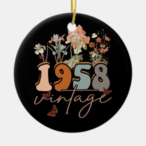 Womens 65 Years Old Vintage 1958 65th Birthday Tee Ceramic Ornament