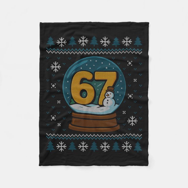 Womens 67 Meme Snow Globe Christmas Ugly Sweater X Fleece Blanket (Front)