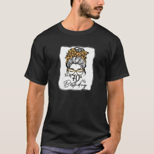 Womens 70 Years Old Messy Bun Leopard It's My 70Th T-Shirt