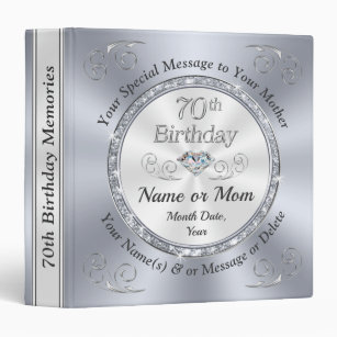 Women's 70th Birthday Gift Ideas, Personalized 3 Ring Binder