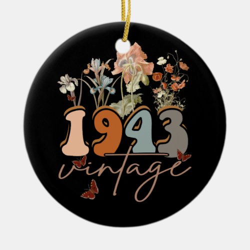 Womens 80 Years Old Vintage 1943 80th Birthday Tee Ceramic Ornament