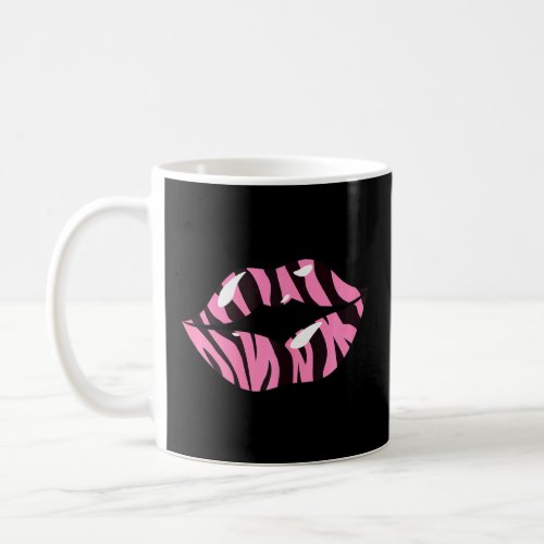 Womens 80s 90s Kiss Mouth Lips Motif Vintage Tiger Coffee Mug